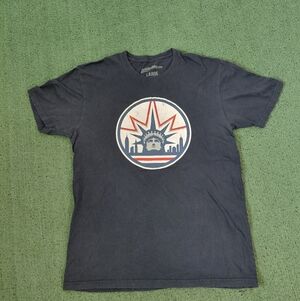 NHL New York Rangers Statue Of Liberty Logo Navy Blue Hockey T Shirt Sz Large